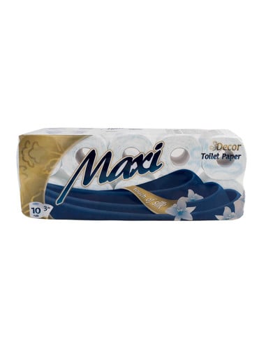 MAXI ΧΑΡΤΙ ΥΓΕΙΑΣ VELOUR  3φυλλο 125r. - (10 ΡΟΛΑ) DECO