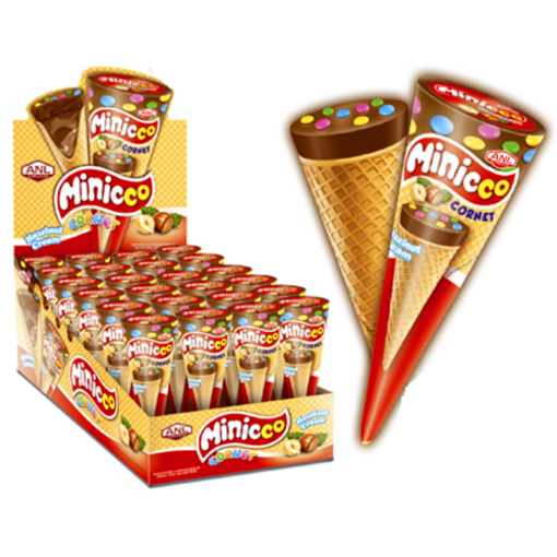 MINICCO CORNET ΧΩΝΑΚΙΑ ΠΡΑΛΙΝΑΣ ΦΟΥΝΤΟΥΚΙΟΥ (24x25gr.)
