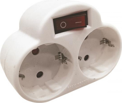 Eurolamp Ταφ 2 Θέσεων με Διακόπτη Λευκό 147-10007