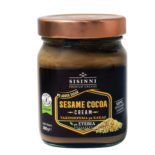 SISINNI ΤΑΧΙΝΙ ΜΕ STEVIA ΣΕ ΓΥΑΛΙΝΟ ΒΑΖΟ 380gr. - (ΚΑΚΑΟ)