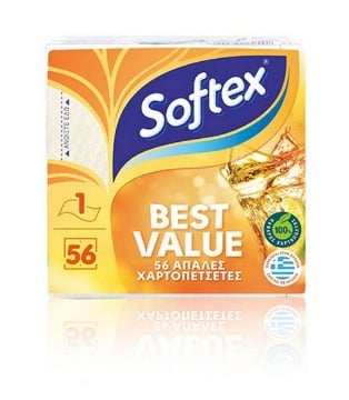 SOFTEX ΧΑΡΤΟΠΕΤΣΕΤΕΣ VALUE ΛΕΥΚΕΣ 30X30 56 ΦΥΛΛΑ