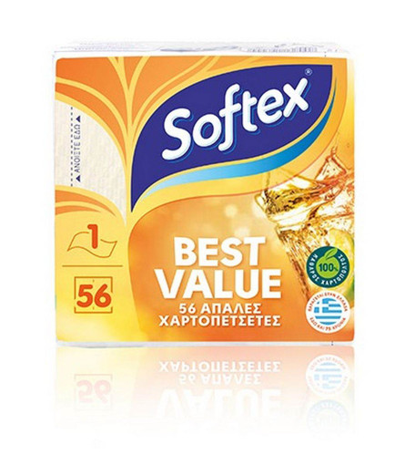 SOFTEX ΧΑΡΤΟΠΕΤΣΕΤΕΣ VALUE ΛΕΥΚΕΣ 30X30 56 ΦΥΛΛΑ