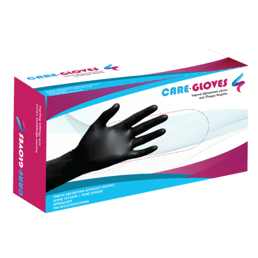 CARE GLOVE ΓΑΝΤΙΑ ΝΙΤΡΙΛΙΟΥ ΜΑΥΡΑ LARGE (100τεμ.) (ECONOMY)