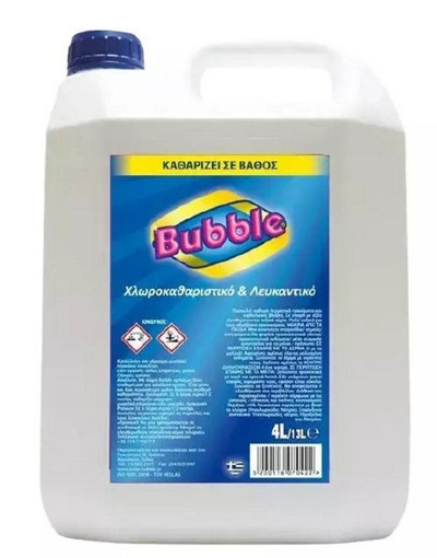 BUBBLE ΧΛΩΡΟΚΑΘΑΡΙΣΤΙΚΟ & ΛΕΥΚΑΝΤΙΚΟ - ΧΛΩΡΙΟ 4lit