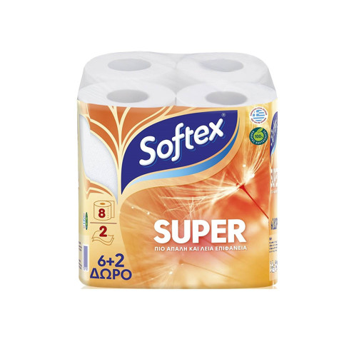 SOFTEX ΧΑΡΤΙ ΥΓΕΙΑΣ SUPER (6+2) 2 ΦΥΛ. 105gr