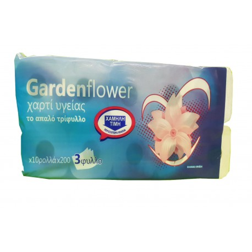 GARDEN FLOWER ΧΑΡΤΙ ΥΓΕΙΑΣ ΜΠΛΕ/ΜΩΒ- (10 ρολλά)