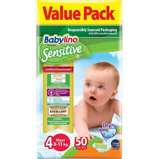 BABYLINO ΠΑΝΑ VALUE SENSITIVE No 4  - (8-13kg) (50τεμ.)