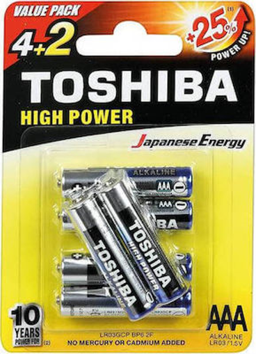 TOSHIBA ΜΠΑΤΑΡΙΑ AAA (4+2τεμ. ΔΩΡΟ) - (ΜΕ ΦΟΡΟ 0,02€)