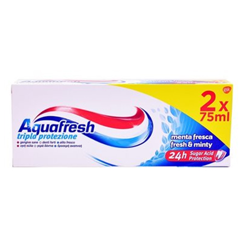AQUAFRESH TRIPLE PROTECTION 75ml 2τεμ - (FRESH & MINTY)