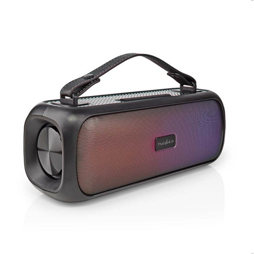 ΦΟΡΗΤΟ TWS ΗΧΕΙΟ BLUETOOTH 30W ΜΕ ΑΦΑΙΡΟΥΜΕΝΗ ΔΕΡΜΑΤΙΝΗ ΛΑΒΗ ΜΕΤΑΦΟΡΑΣ NEDIS SPBB316BK