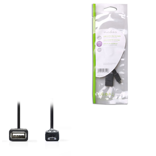 ΚΑΛΩΔΙΟ OTG, USB HIGH-SPEED - USB MICRO B 0.2m NEDIS CCGP60515BK02