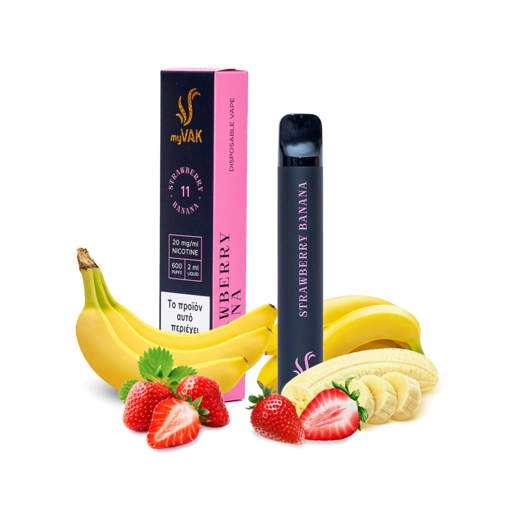 MY VAK ΗΛΕΚΤΡΟΝΙΚΟ ΤΣΙΓΑΡΟ ΜΙΑΣ ΧΡΗΣΗΣ (STRAWBERRY BANANA) 2.0 ΝΙΚΟΤΙΝΗ 2ml 600 PUFFS