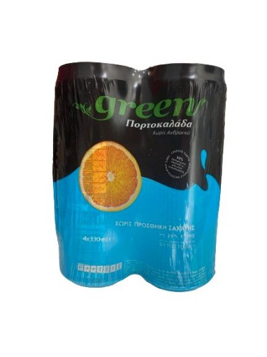 GΡΕΕΝ ΠΟΡΤΟΚΑΛΑΔΑ ΧΩΡΙΣ ΑΝΘΡΑΚΙΚΟ 330ml - (4PACK)