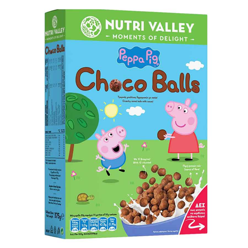 NUTRI VALLEY ΔΗΜΗΤΡΙΑΚΑ PEPPA PIG CHOCO BALLS 375gr