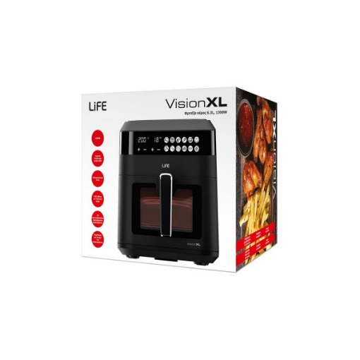 ΦΡΙΤΕΖΑ ΑΕΡΟΣ ΜΕ ΨΗΦΙΑΚΗ ΟΘΟΝΗ LED 6.3L 1.300W LiFE VISION XL