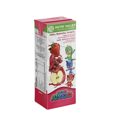 NUTRI VALLEY ΧΥΜΟΣ ΦΡΑΟΥΛΑ/ΜΗΛΟ/ΣΤΑΦΥΛΙ PJ MASKS 250ml