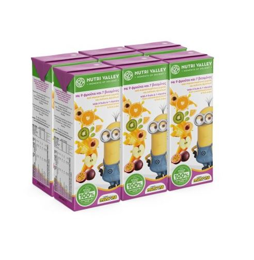 NUTRI VALLEY ΧΥΜΟΣ 9 ΦΡΟΥΤΑ/7 ΒΙΤΑΜΙΝΕΣ MINIONS (6X250ml) (4+2)