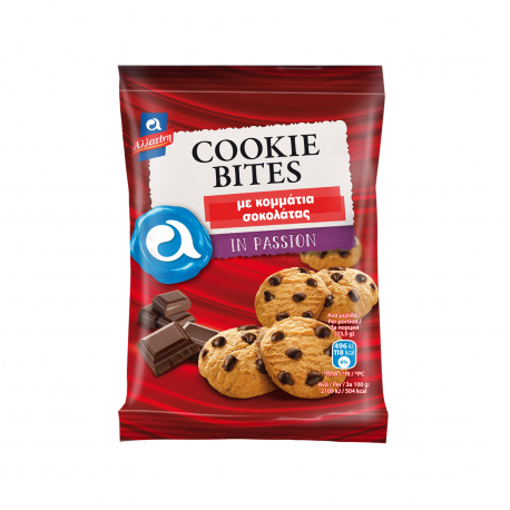 ΑΛΛΑΤΙΝΗ ΜΠΙΣΚΟΤΑ COOKIE BITES ΚΟΜΜΑΤΙΑ ΣΟΚΟΛΑΤΑΣ 70gr Σ10 