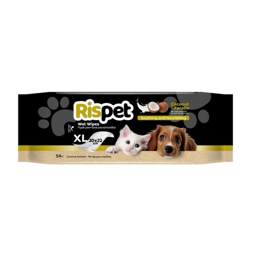 RISPET ΥΓΡΑ ΜΑΝΤΗΛΑΚΙΑ ΓΙΑ ΚΑΤΟΙΚΙΔΙΑ (54TMX) - COCONUT & KERATIN