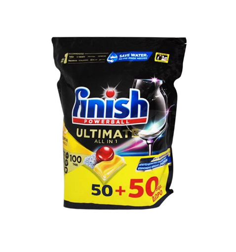 FINISH ΚΑΨΟΥΛΕΣ ULTIMATE ALL IN ONE (50+50τεμ.) - LEMON