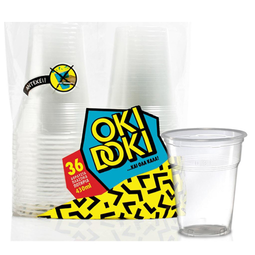 OKI DOKI ΠΛΑΣΤΙΚΟ ΠΟΤΗΡΙ ΔΙΑΦΑΝΟ (430ml) - (36τεμ)