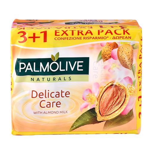 PALMOLIVE ΣΑΠΟΥΝΙ 90gr.  (3+1 ΔΩΡΟ)-(CAREZZA DELICATA/MANDORLA)