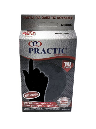PRACTIC ΓΑΝΤΙΑ ΝΙΤΡΙΛΙΟΥ ΜΑΥΡΑ MEDIUM (10τεμ.)