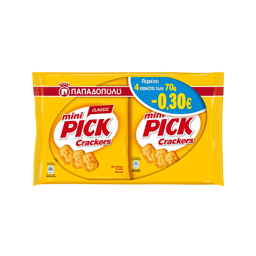 ΠΑΠΑΔΟΠΟΥΛΟΥ MINI PICK CRACKERS ΚΛΑΣΙΚΑ 70grX4ΤΜΧ 280gr (-0.30Ε) Σ10 