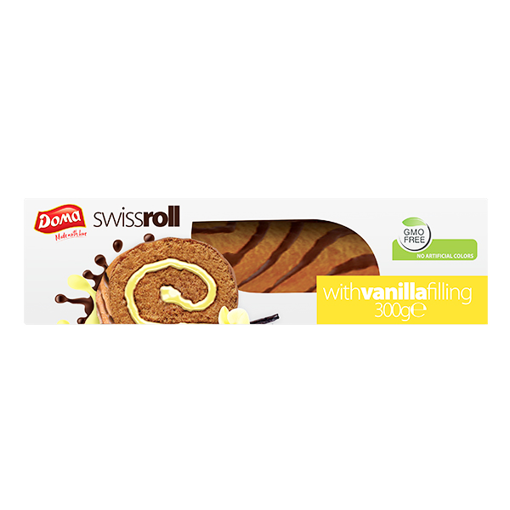 DOMA SWISS ROLL 300gr. - (ΚΑΚΑΟ ΜΕ ΒΑΝΙΛΙΑ)