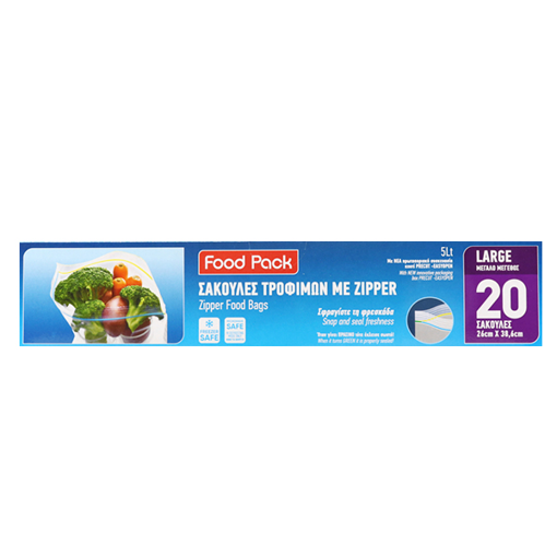 FOODPACK ΣΑΚΟΥΛΑ ΤΡΟΦΙΜΩΝ ME ZIPPER Νο 3 - (20τεμ.) (ΚΟΥΤΙ)