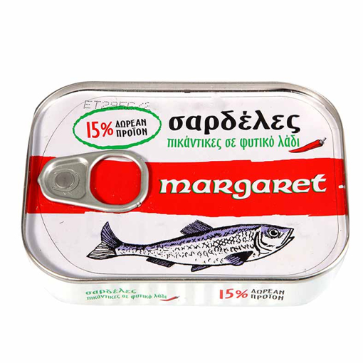 MARGARET ΣΑΡΔΕΛΕΣ ΠΙΚΑΝΤΙΚΕΣ 115gr. - (ΣΕ ΦΥΤΙΚΟ ΛΑΔΙ)