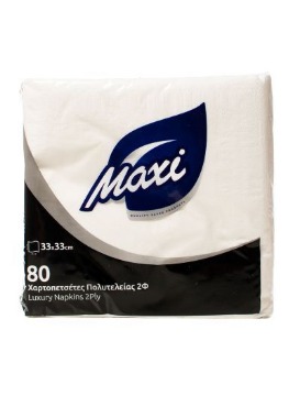 MAXI ΧΑΡΤΟΠΕΤΣΕΤΑ ΠΟΛΥΤΕΛΕΙΑΣ ΛΕΥΚΗ 2φυλλη (33x33cm) - 80τεμ.