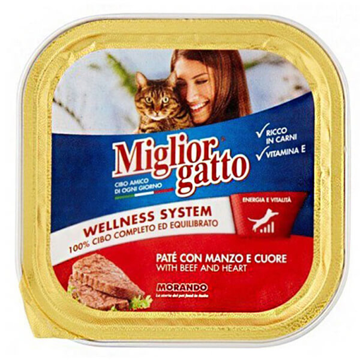 MIGLIOR ΓΑΤΟΤΡΟΦΗ PATE 100gr - (ΒΟΔΙΝΟ-ΚΑΡΔΙΑ)