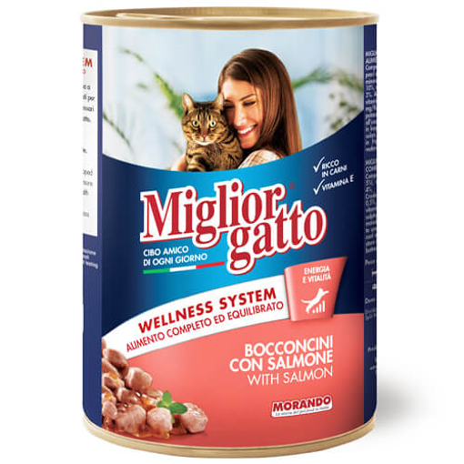 MIGLIOR ΓΑΤΟΤΡΟΦΗ ΚΟΝΣΕΡΒΑ 405gr - (ΣΟΛΟΜΟ)