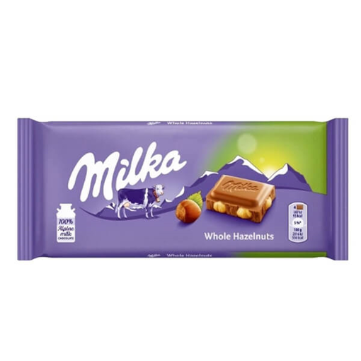 MILKA ΣΟΚΟΛΑΤΑ 95gr - (WHOLE HAZELNUTS)