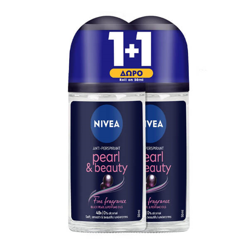 NIVEA ROLL-ON 50ml - (PEARL & BEAUTY 0%) (1+1ΔΩΡΟ)