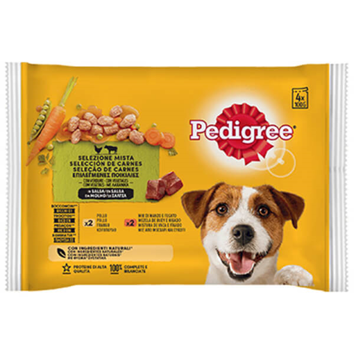 PEDIGREE ΣΚΥΛΟΤΡΟΦΗ ΦΑΚΕΛΑΚΙ 4x100gr. - (ΜΟΣΧΑΡI & ΚΟΤΟΠΟΥΛΟ)
