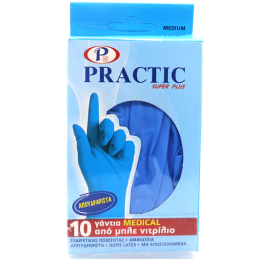 PRACTIC ΓΑΝΤΙΑ ΝΙΤΡΙΛΙΟΥ - (10τεμ.) (MEDIUM) (ΜΠΛΕ)