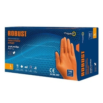 ROBUST ΓΑΝΤΙΑ ΝΙΤΡΙΛΙΟΥ ΠΟΡΤΟΚΑΛΙ (100τεμ.) - (LARGE)(ΧΩΡΙΣ ΠΟΥΔΡΑ)