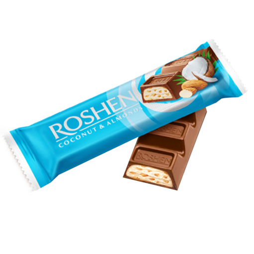 ROSHEN ΜΠΑΡΑ ΣΟΚΟΛΑΤΑΣ 29gr. - (ΣΟΚΟΛΑΤΑ ΓΑΛΑΚΤΟΣ ΜΕ ΑΜΥΓΔΑΛΑ ΚΑΙ ΚΑΡΥΔΑ)