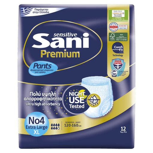 SANI PANTS ΑΚΡΑΤΕΙΑΣ No 4 (12τεμ.) - (EXTRA LARGE) (PREMIUM)