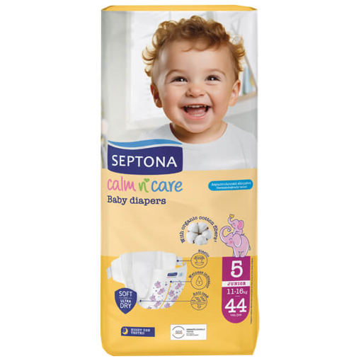 SEPTONA CALM N CARE BABY DIAPERS JUNIOR No 5 (44τεμ.) - (11-16kg)