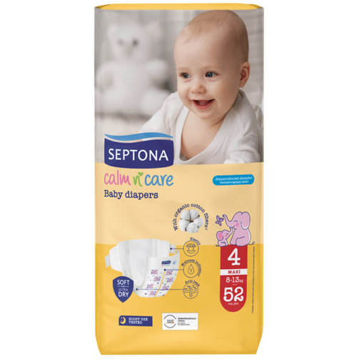 SEPTONA CALM N CARE BABY DIAPERS MAXI No 4 (52τεμ.) - (8-13kg)