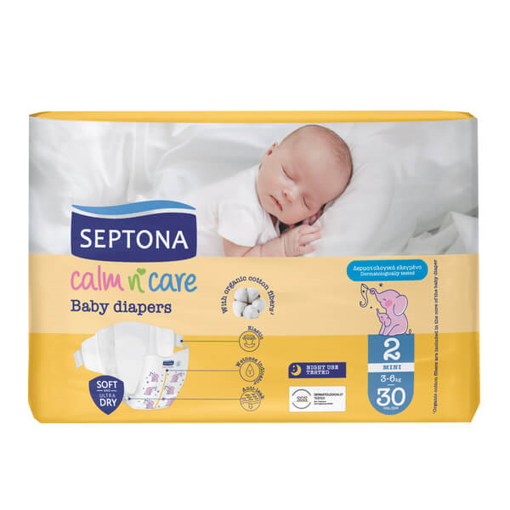 SEPTONA CALM N CARE BABY DIAPERS MINI No 2 (30τεμ.) - (3-6kg)