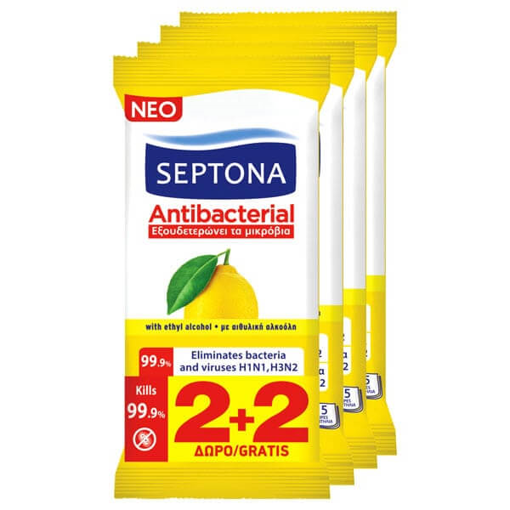 SEPTONA ΥΓΡΑ ΜΑΝΤΗΛΑΚΙΑ (4x15τεμ.) - (ΛΕΜΟΝΙ) (2+2 ΔΩΡΟ)