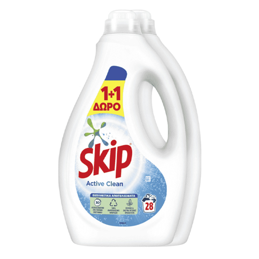 SKIP ΥΓΡΟ  28μεζ. (1,40 lit) - (1+1ΔΩΡΟ) (ACTIVE CLEAN)