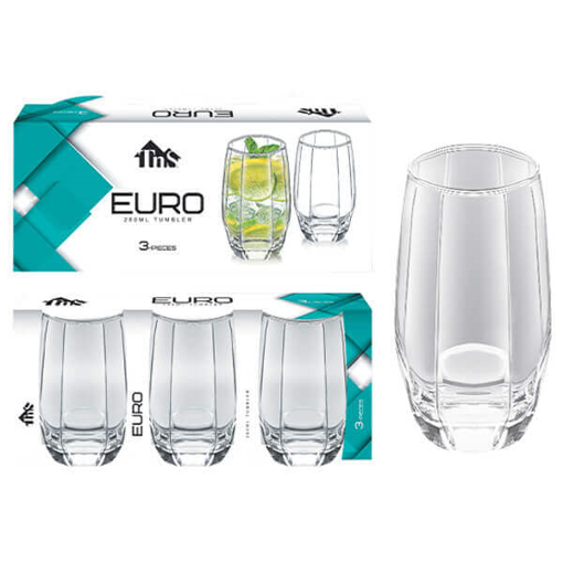 TNS EURO ΠΟΤΗΡΙ ΓΥΑΛΙΝΟ ΝΕΡΟΥ (3τεμ.) 280ml