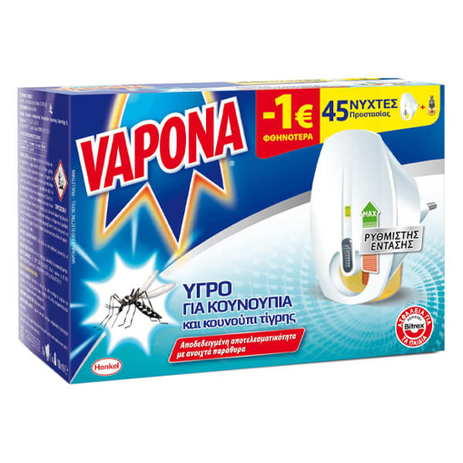 VAPONA ΑΝΤΙΚΟΥΝΟΥΠΙΚΟ ΥΓΡΟ ΗΛΕΚΤΡΙΚΟ ΜΕ ΡΥΘΜΙΣΤΗ ΕΝΤΑΣΗΣ (45 ΝΥΧΤΕΣ) - (-1€)