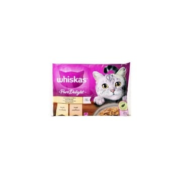 WHISKAS ΓΑΤΟΤΡΟΦΗ ADULT PURE DELIGHT 4x85gr. - (ΠΟΥΛΕΡΙΚΑ)
