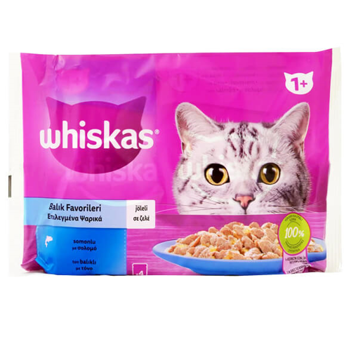 WHISKAS ΓΑΤΟΤΡΟΦΗ ΨΑΡΙΚΑ ΣΕ ΣΑΛΤΣΑ 4x85gr.